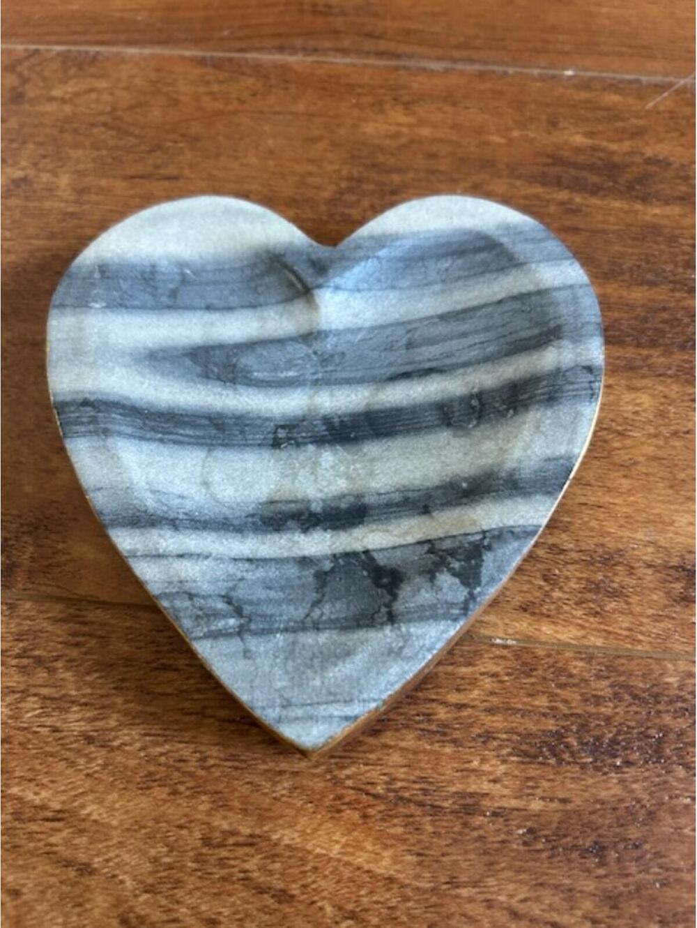 Mud Pie Gold Edge Marble Heart Tray